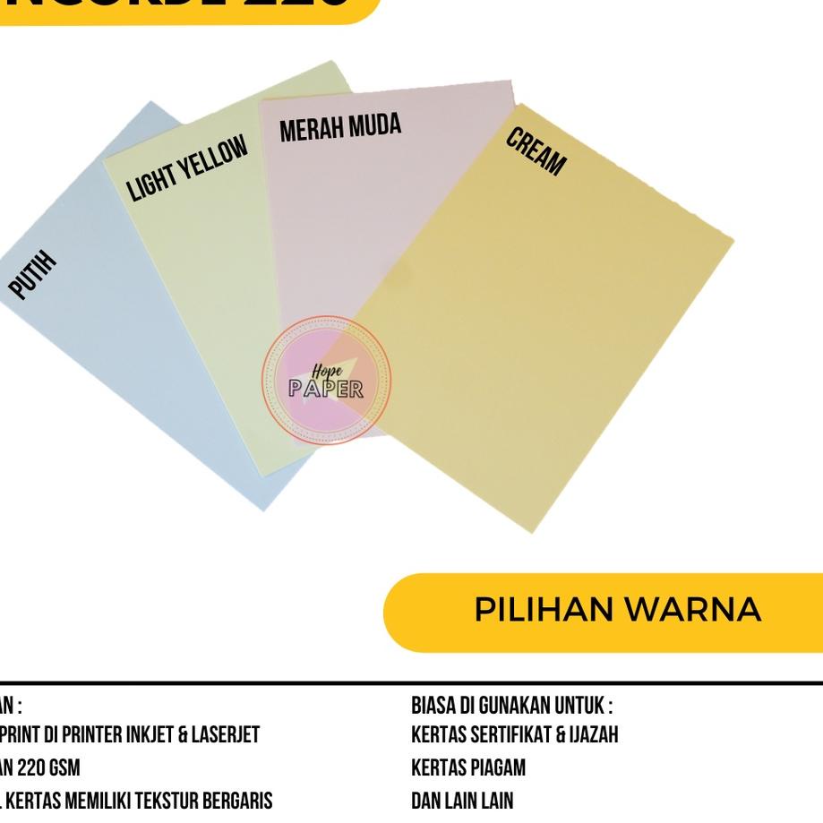 

BAYAR DITEMPAT✔️Kertas Concorde A4 220 gr isi 50 lembar / Concorde A4 220 gram / Kertas Sertifikat Piagam|SQ4