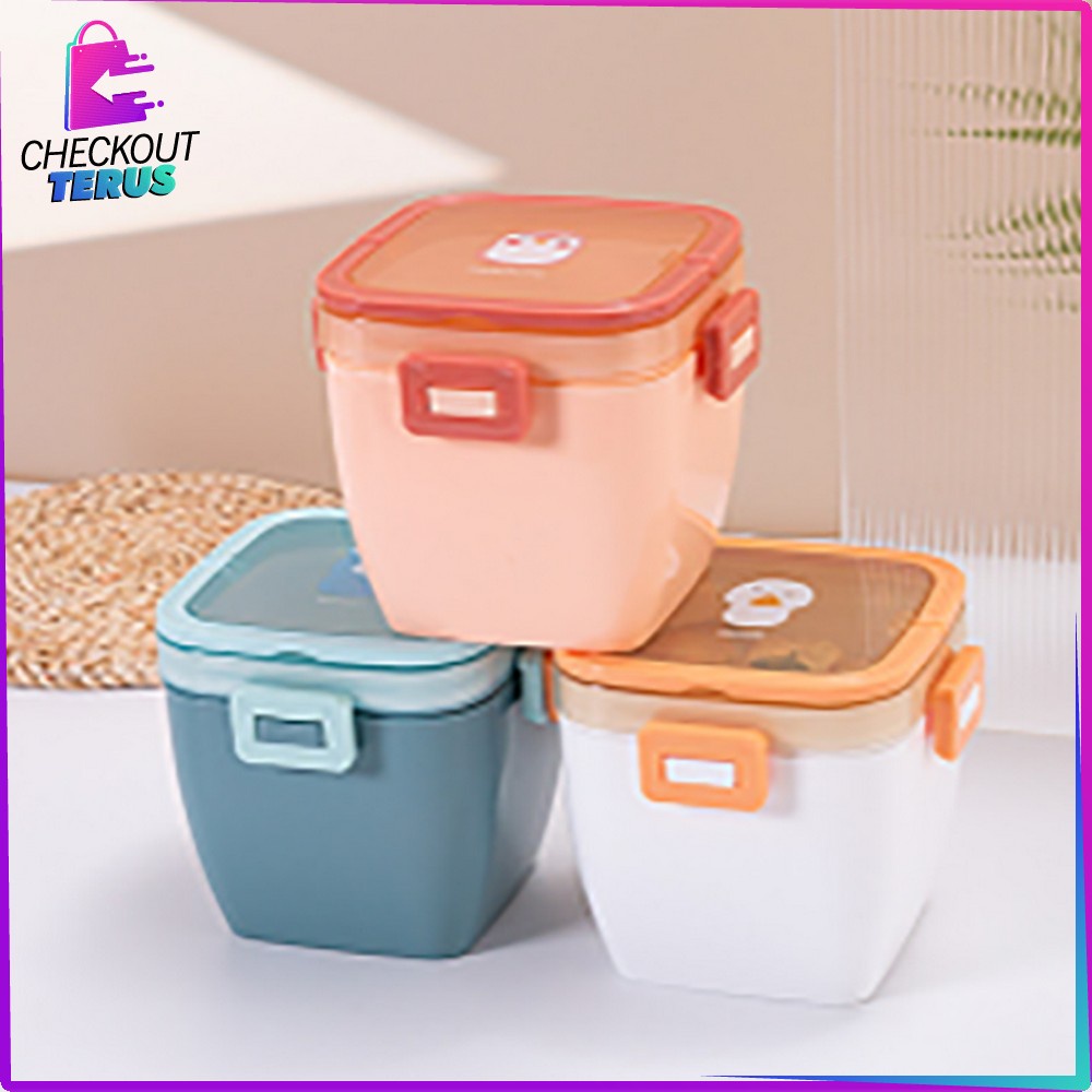 CT C691 Kotak Bekal Portable Tempat Makan Dengan Pegangan BPA FREE Motif Karakter Anti Tumpah Dengan Sendok Plastic Lunch Box Set