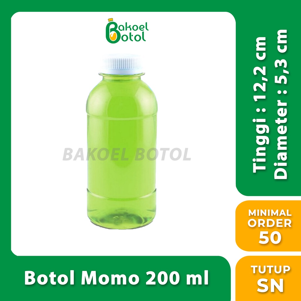 Botol Momo 200 ml (MINIMAL 1 PACK) / Botol Plastik 200 ml Murah Surabaya / Botol Plastik Kekinian / 