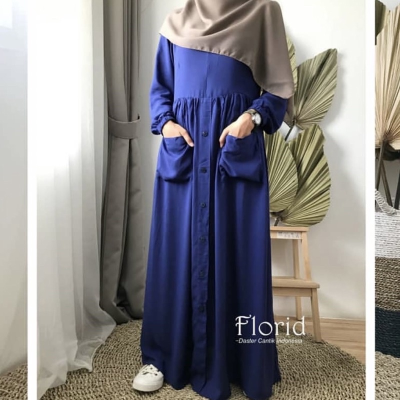 Gamis polos kancing bahan toyobo fodu | dress kancing saku luar