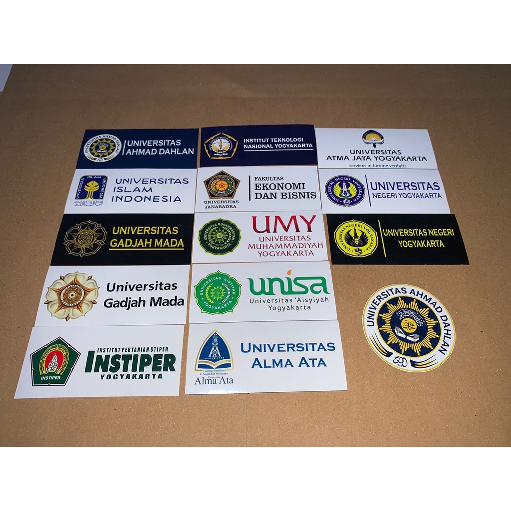 

Stiker Kampus Yogyakarta set LOGO & TULISAN (UGM, UNY, UI, UII, ATMA JAYA,SUNAN KALIJAGA) stiker universitas stiker logo