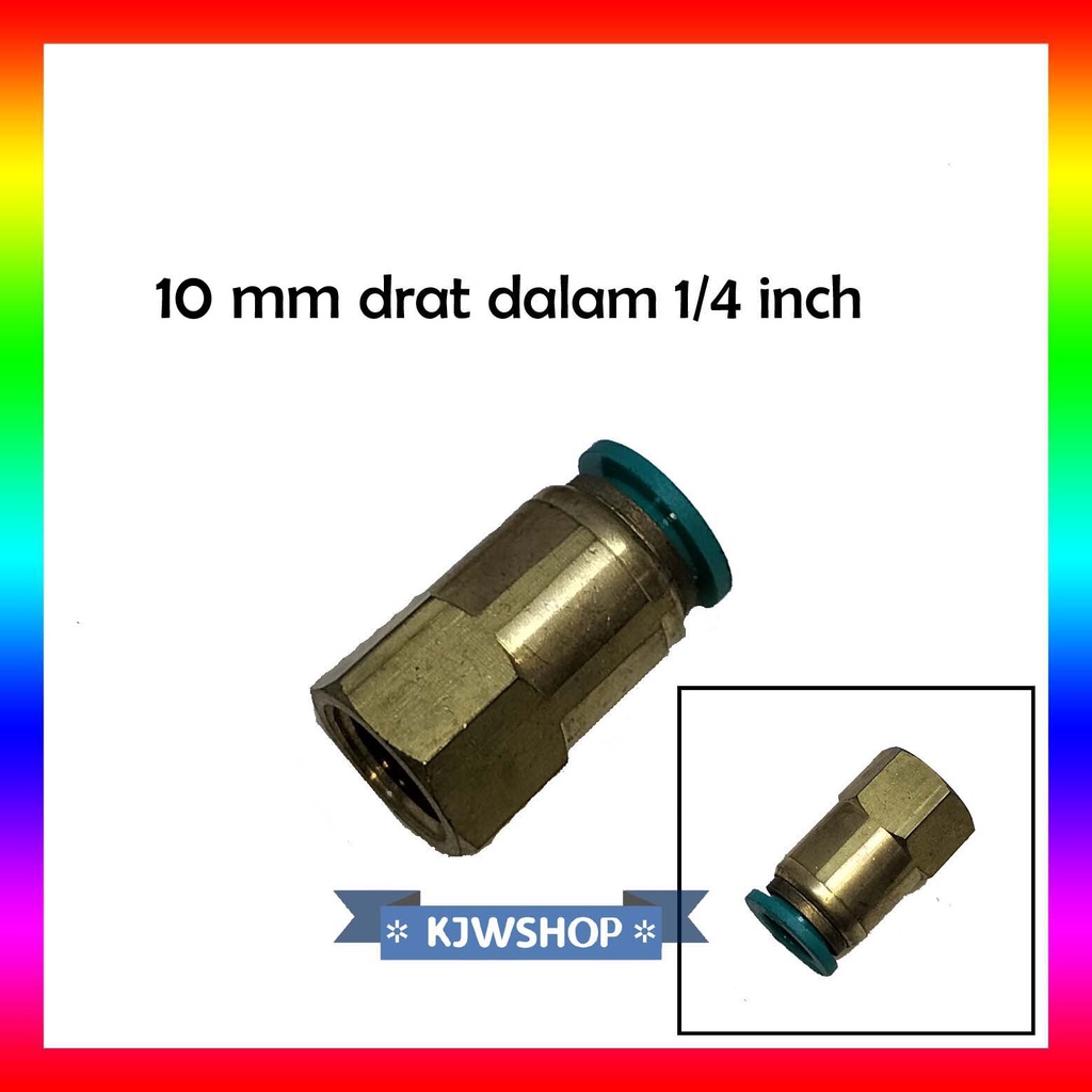 Nepel Quick Coupling Selang 10mm Drat Dalam 1/4" Sambungan PU 10 mm Drat 1/4 Coupler Air Brush