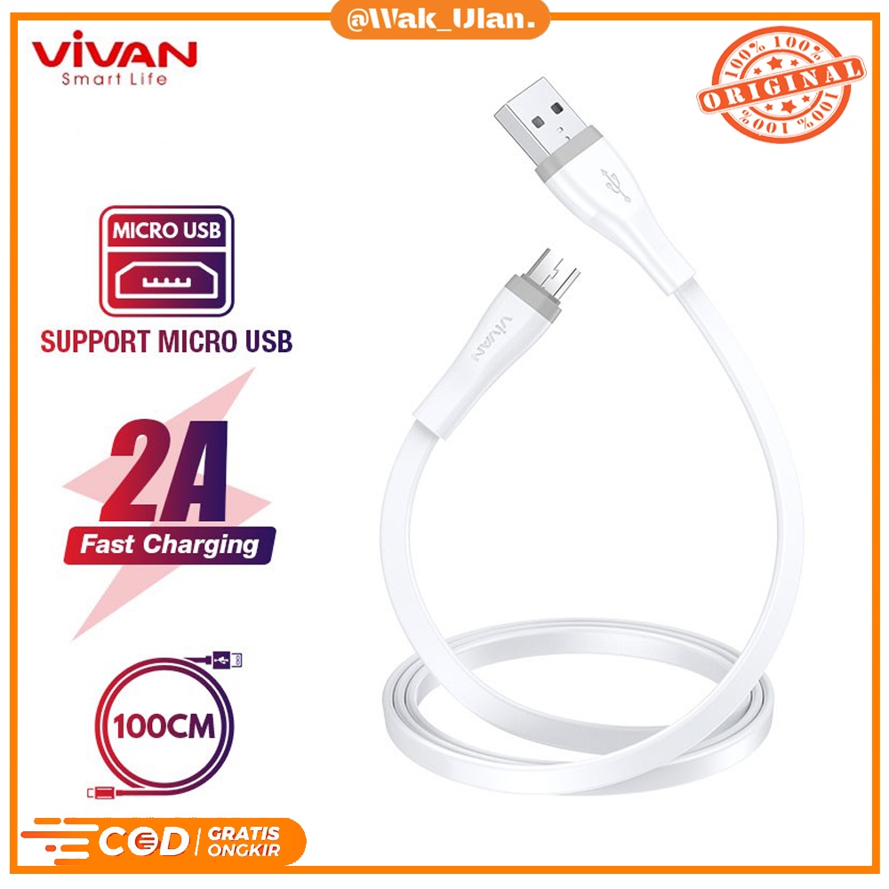 Cable kabel wired data Vivan SM100 SM-100 SM 100 untuk micro usb android 100cm xiaomi samsung huawei oppo vivo realme