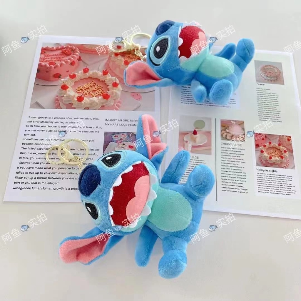 Gantungan kunci boneka stitch dekorasi tas bahan plush