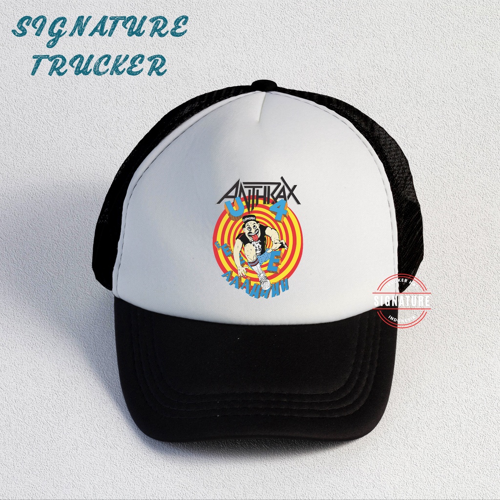 Anthrax | Trucker Hat Best Seller | Topi Pria | Topi | Trucker | Topi Band | Baseball | Band | Topi Jaring | Topi Sablon | Head Studio