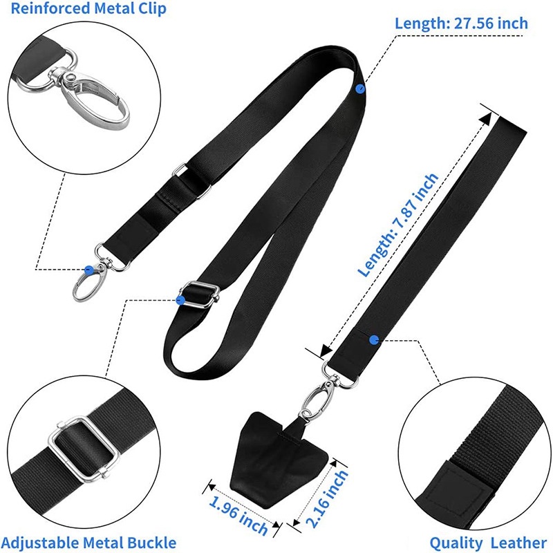 (Stok tersedia) Lanyard Panjang + Pendek Dengan Casing Ponsel Menghubungkan Pad Untuk Gantungan Kunci Ponsel Tali Leher Dan Sling Kartu Lencana ID