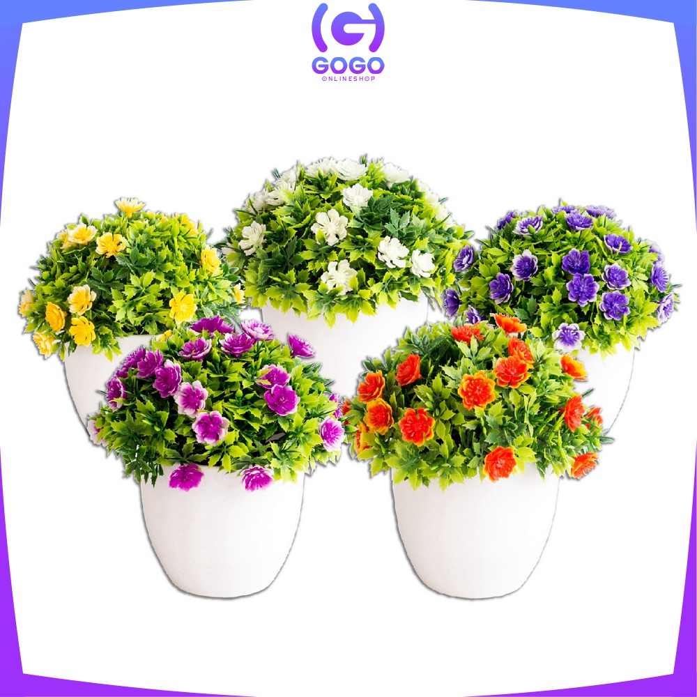 GOGO-C35-37 Ornamen Pot Bonsai Pajangan Dekorasi Rumah Tanaman Bunga Hias Plastik Artificial Flower