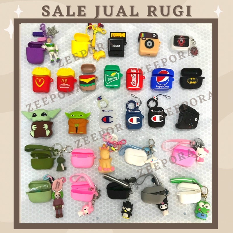 CASE AIRPODS 1 2 PRO KARAKTER BURGER KENTANG CHINAMON KEROPI LUCU UNIK SALE