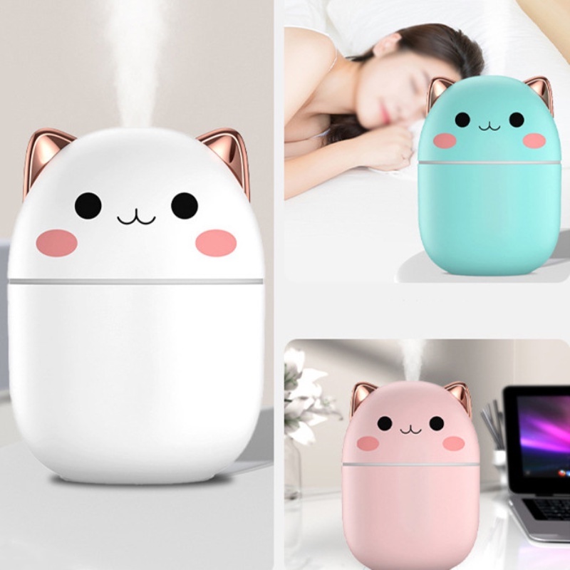 Humidifier Pelembab Udara Mini Kapasitas 250ml Dengan Lampu Malam LED Dan Dua Mode