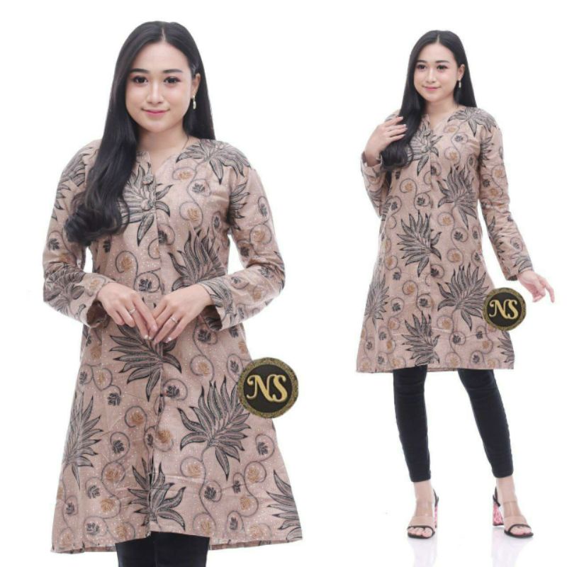 Tunik Batik Wanita Modern Serut Genes Asli Pekalongan Jelita Tunik M L XL XXL XXXL