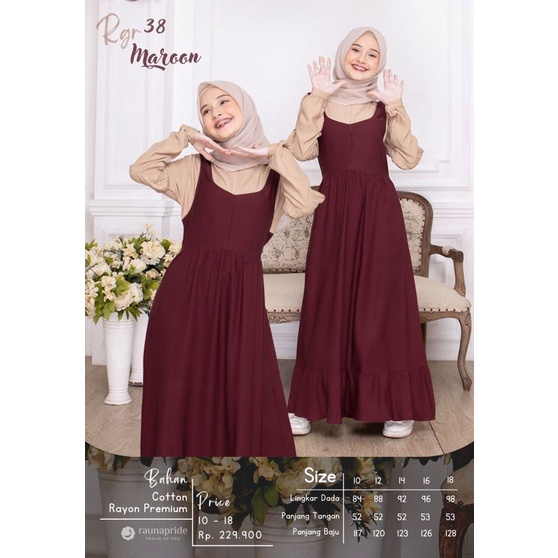 Gamis Remaja Terbaru RGR 38 Maroon // By Rauna
