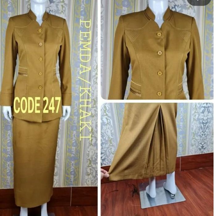➜lo Terkini✯➜ SET BLAZER BAJU SERAGAM PEMDA PNS DINAS WANITA KHAKI KEKI CANTIK MUSLIMAH AZKIA PEGAWA