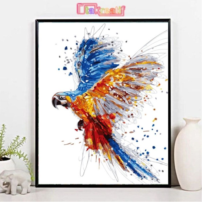 

Sale!!! Painting By Numbers - Set Kanvas Melukis - Flying Parrot - 50X40 Cm Trendi