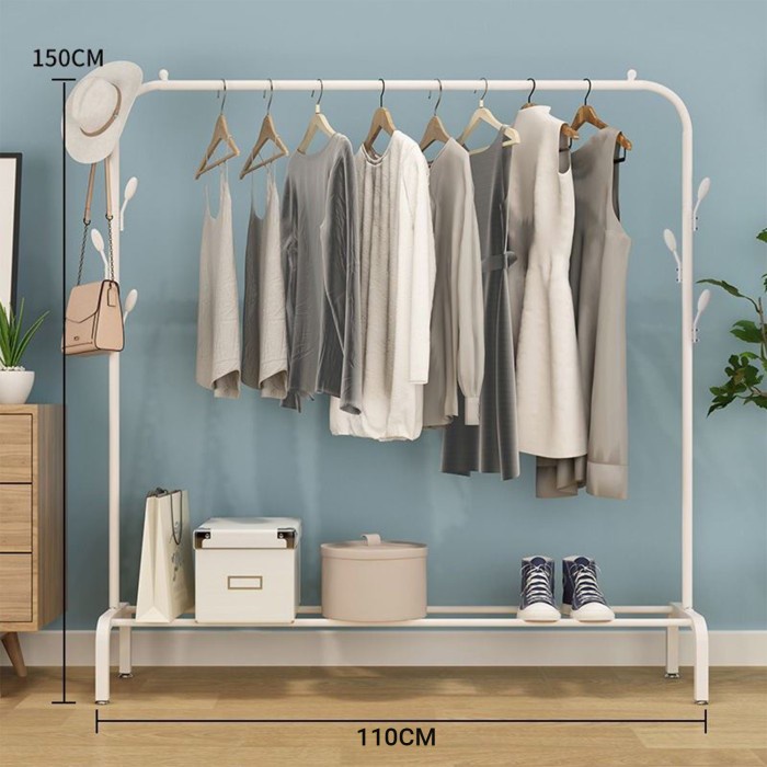 Rak Baju Besi Kuat Standing Baju Hanger Size 110 x 150 Cm Rak Gawang Murah Hanger Premium