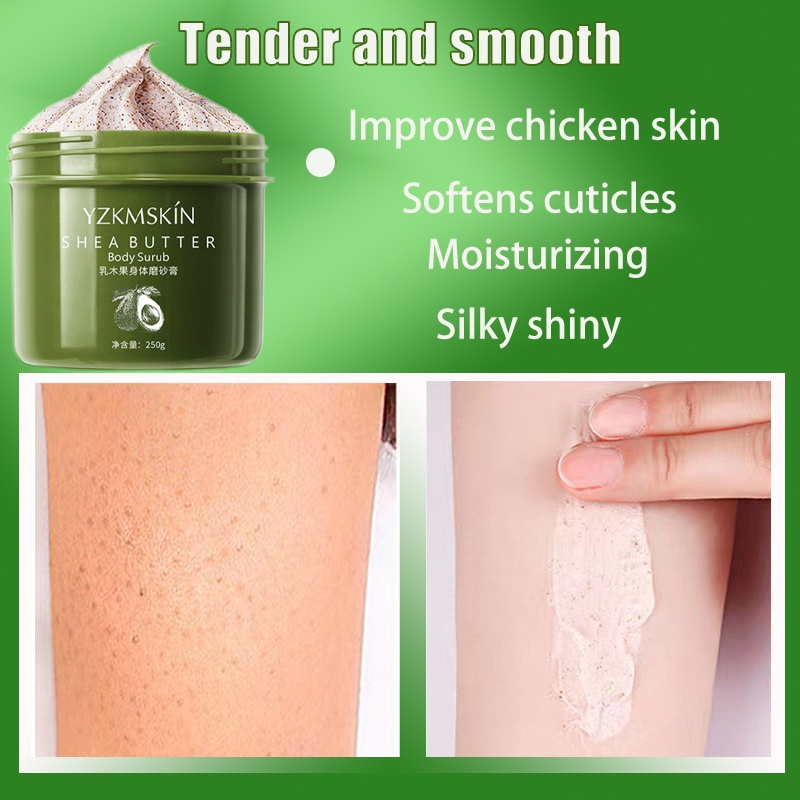 Body Scrub Niacinamide Scrub Menghilangkan sel mati 250g Scrub badan Peeling Kulit Ayam Exfoliating Whitening Shea Butter Scrub whitening body lotion Memberi nutrisi pada kulit