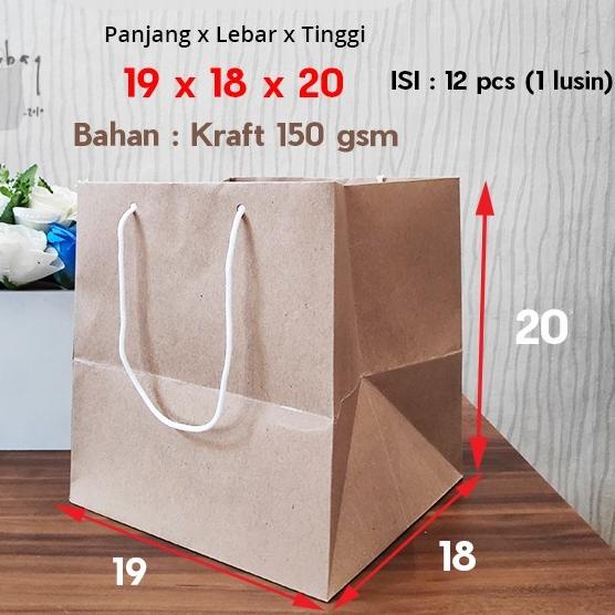 

Paperbag / Tas Kertas / Paper Bag Polos Kraft Kotak 19 x 18 x 20