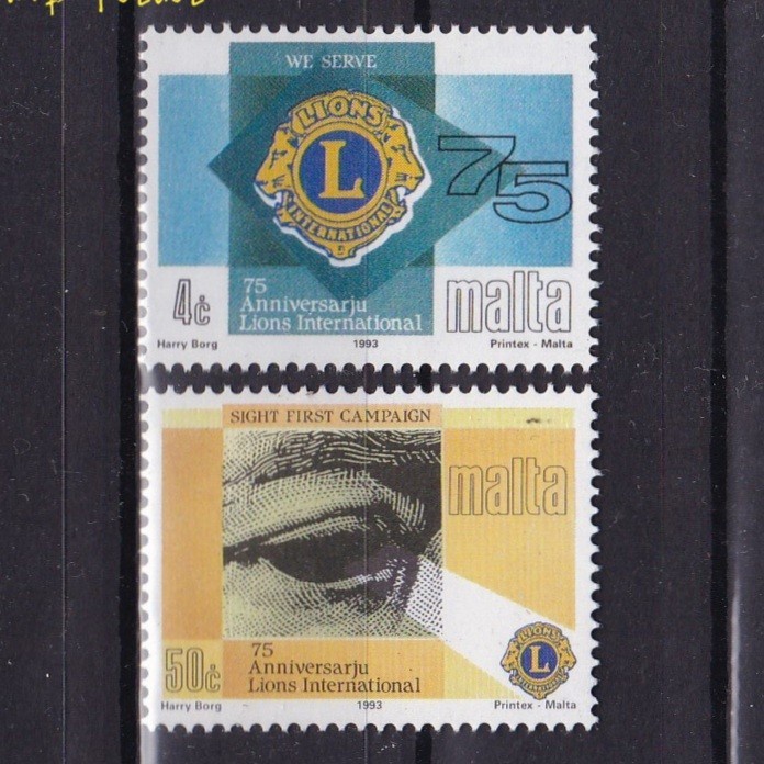 

0703 Perangko Malta 1993 Lions Club 2v Mnh