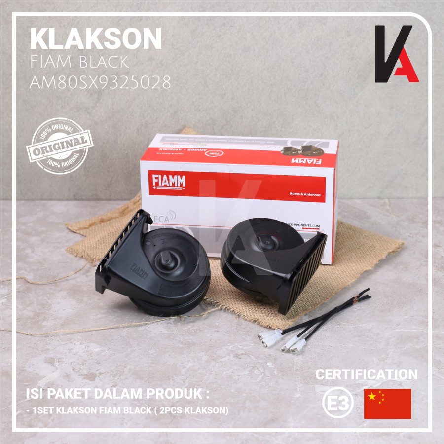 KLAKSON KEONG FIAMM ITALY ORIGINAL 12V - WATER PROOF HITAM - MOBIL &amp; MOTOR