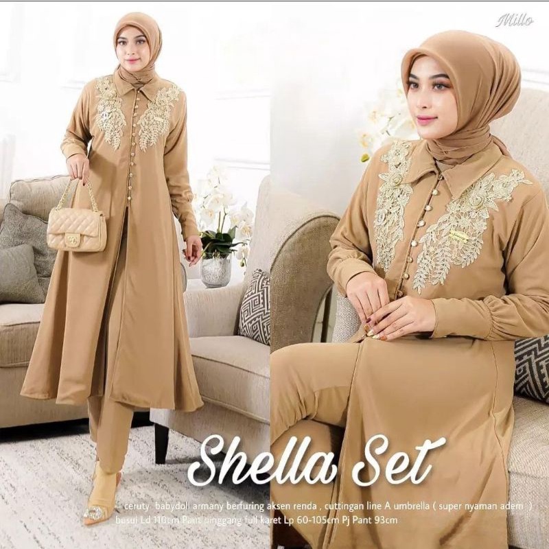 Fashion MUSLIM, baju wanita, baju stelan wanita, setelan, stelan, Baju stelan, fashion wanita, one set. Shella Set