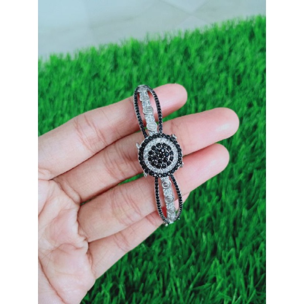 Gelang bangle di*r mt hitam kombi mp / gelang perak asli silver 925 lapis emas/ gelang fashion wanita terbaru