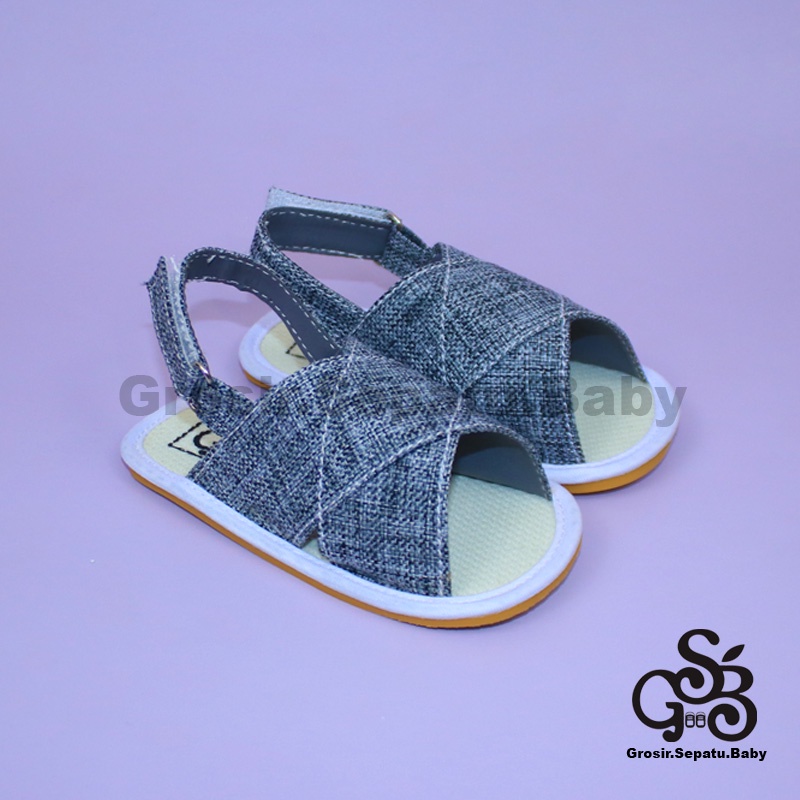 sandal bayi sepatu bayi sendal bayi laki laki perempuan prewalker bayi  umur 2 - 12 bulan model casual S06 polos ABU ringan fleksibel &amp; Anti Slip