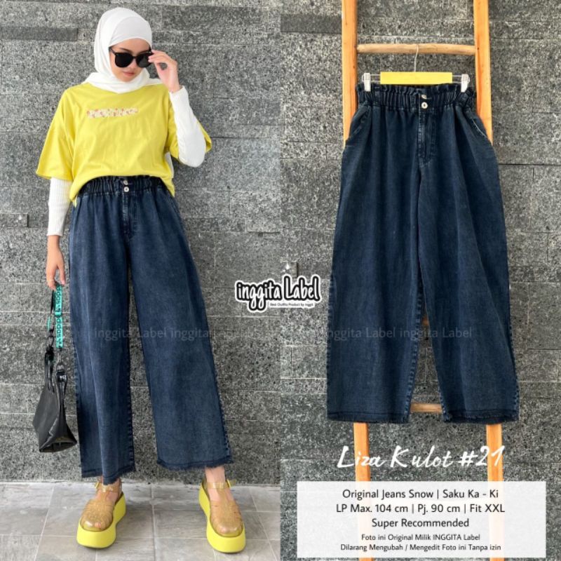 LIZA KULOT #21 BY INGGITA LABEL / CELANA BAGGY KULOT JEANS WANITA MUSLIMAH / Kulot jeans polos LP103 premium