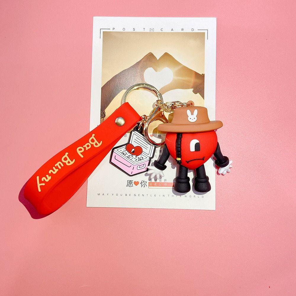 Lanfy Bad Bunny Keychain Lucu Kreatif Untuk Teman Gantungan Kunci Hadiah Gantungan Kunci Mobil Cinta Merah Hati Hadiah Kunci Gesper Key Lanyard