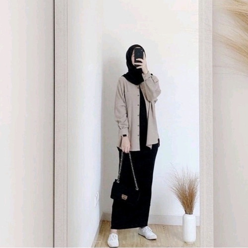 MANSET BAJU GAMIS LEKBONG SPAN HITAM / INNER SPAN INSPAN LONG DRESS