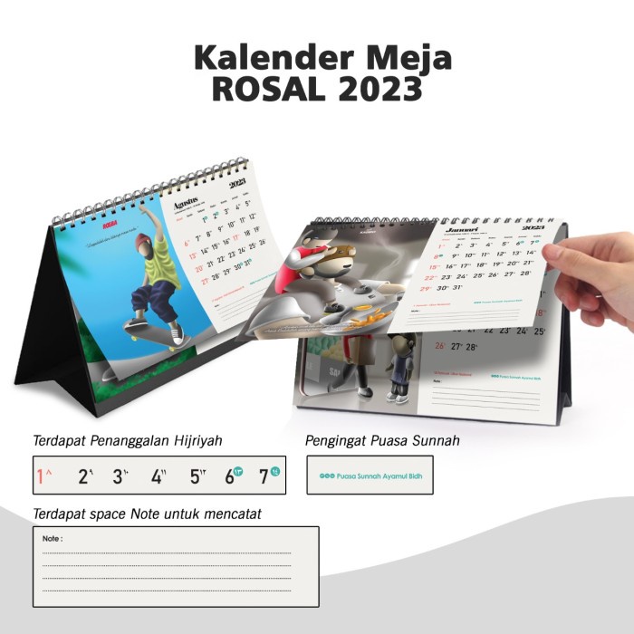 Kalender Rosal 2023 Tanggalan Dinding Meja Masehi Hijriyah 1444 H