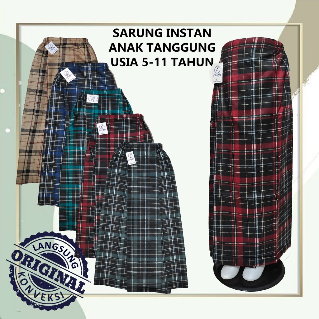 EL-NAFFA Sarung Anak Instan.Sarung Instan Anak.Sarung Anak Anak Usia 5-11thn (BISA COD) SRKT