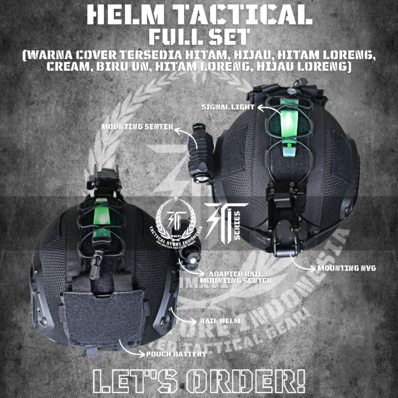 EXCLUSIVE TSI - Helm Balistic Level 3A Full Set - Helm Baja Fullset + Mounting NVG + Senter