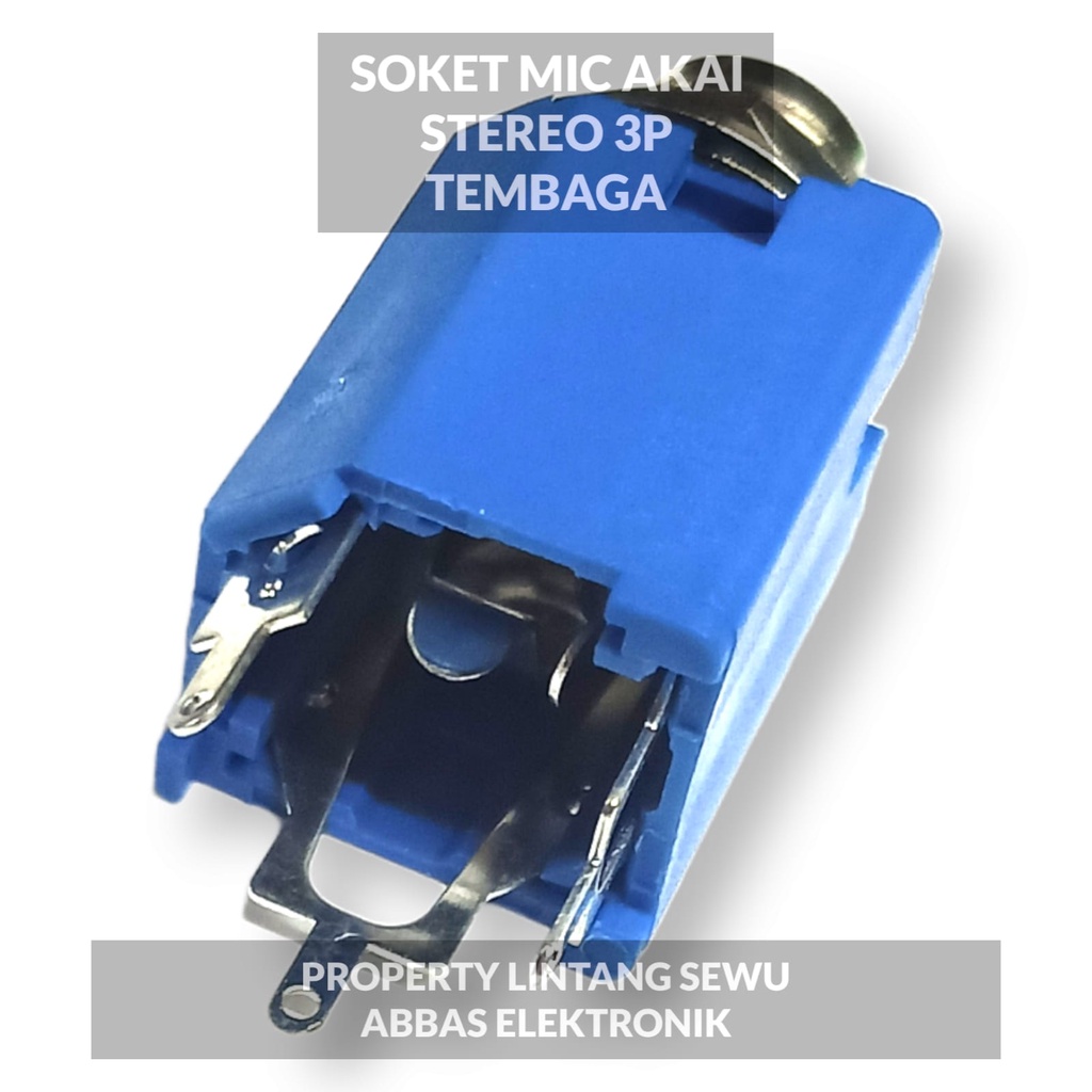 SOKET MIC AKAI STEREO BIRU BAGUS