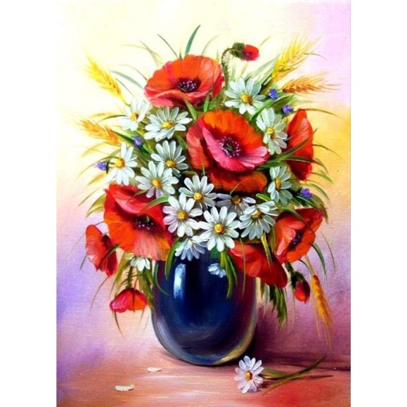 Hiasan dinding cetak gambar bunga cantik plus bingkai