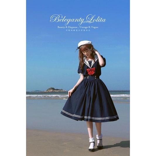 [MikanHiro Store] Japanese Lolita Jsk Sweet Uniform Seifuku Dress Kawaii