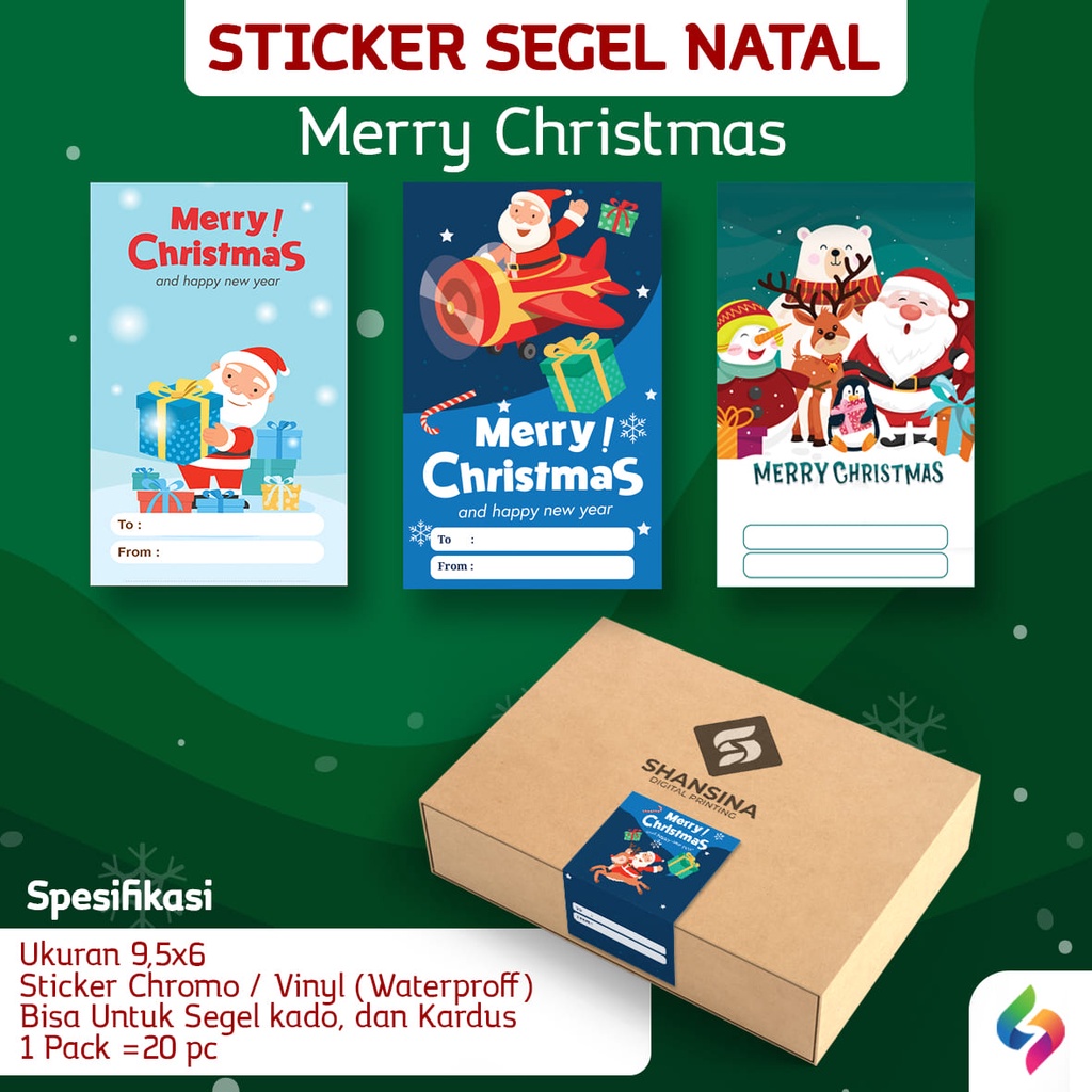 

STICKER SEGEL KEMASAN TEMA NATAL / STICKER MERRY CHRISTMAS GROSIR