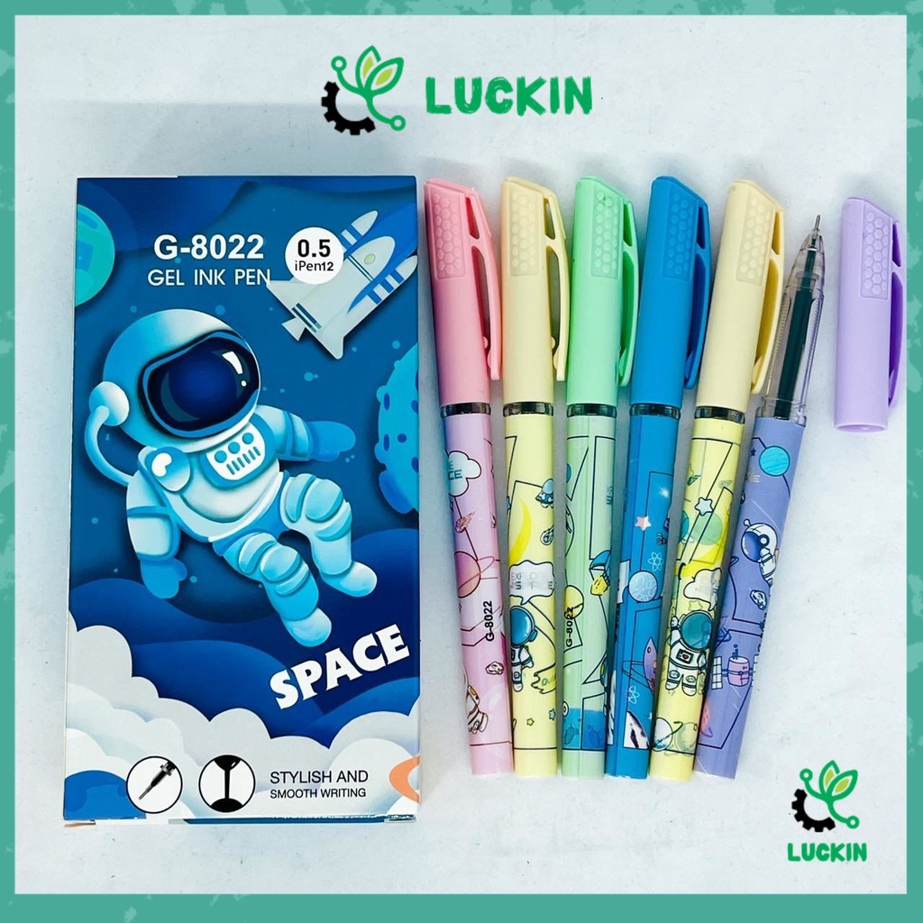 

Luckin (12pcs) Pulpen Ipen Youmei / Pen Apel / Gel Pen Apple Youmei Astronaut