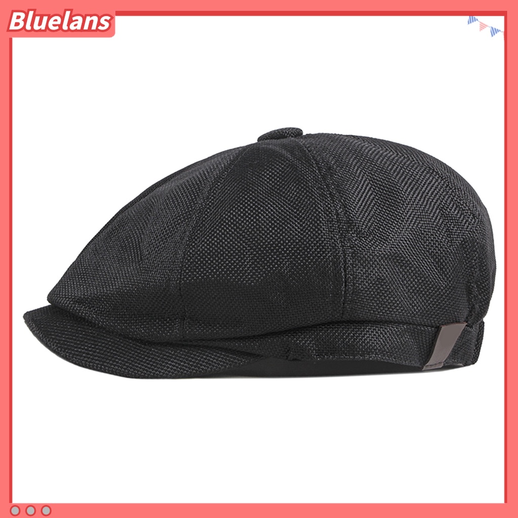 Bluelans Topi Baret Elastis Breathable Warna Solid Gaya Vintage Kasual Untuk Pria
