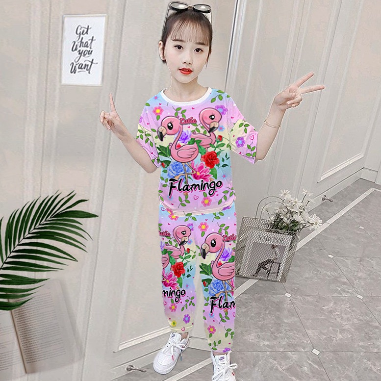 VINCE - FASHION - Setelan Baju Celana Panjang Anak Perempuan Full Print