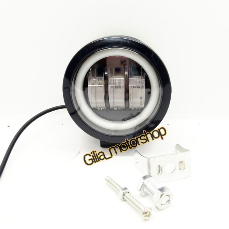 Lampu LED tembak eye 3 LED 4D Daymaker lampu utama kuning dan putih 30 watt Universal