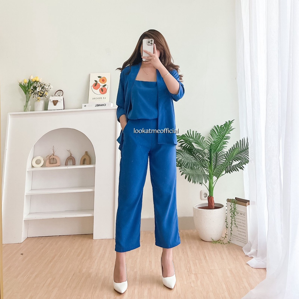 lookatmeofficial • Clarisa Set Wanita 3in1 - Setelan Kantor Wanita Blazer + Pants