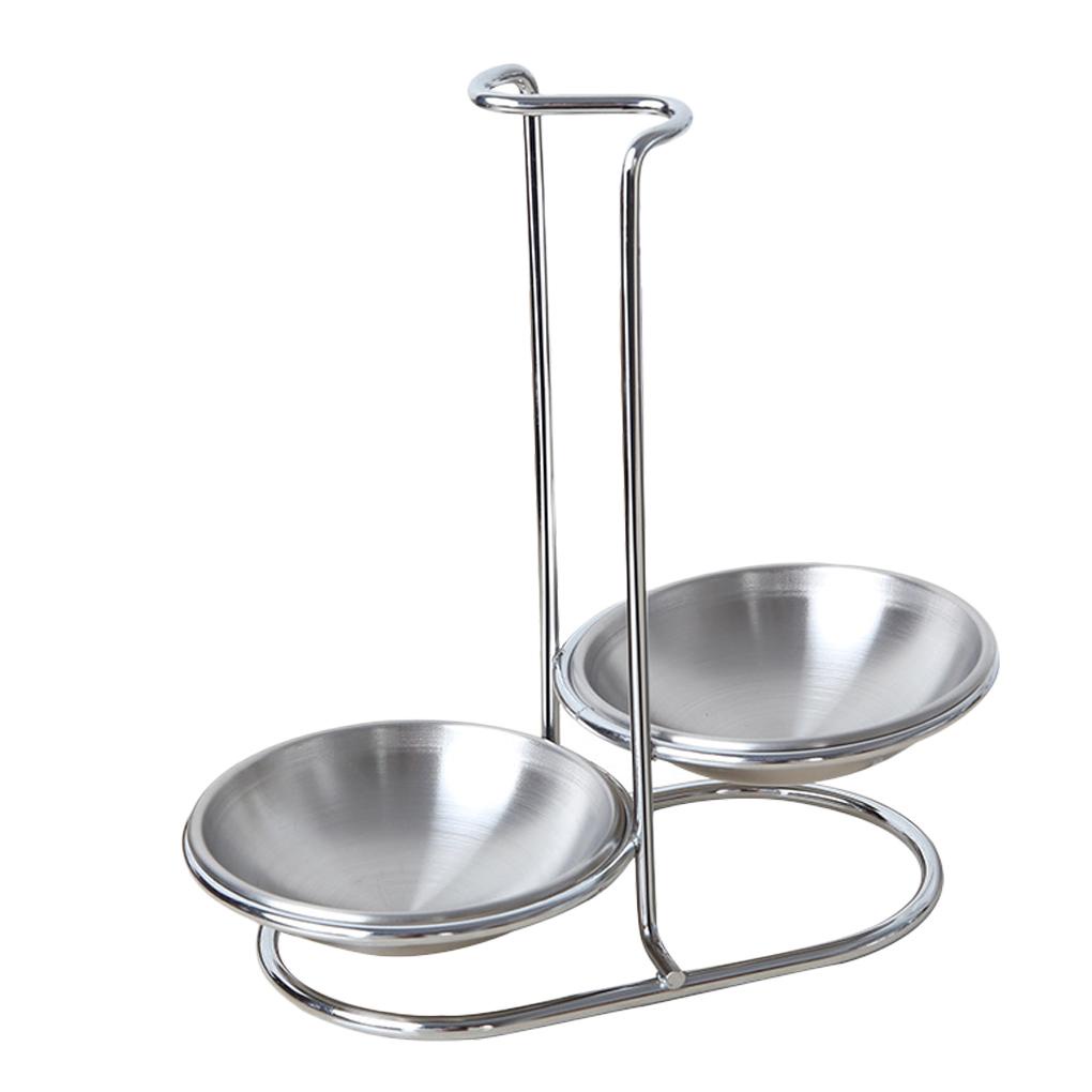 Saringan Sendok Vertikal Dapur Sendok Istirahat Rak Ladle Holder Stainless Stand Double Spoon