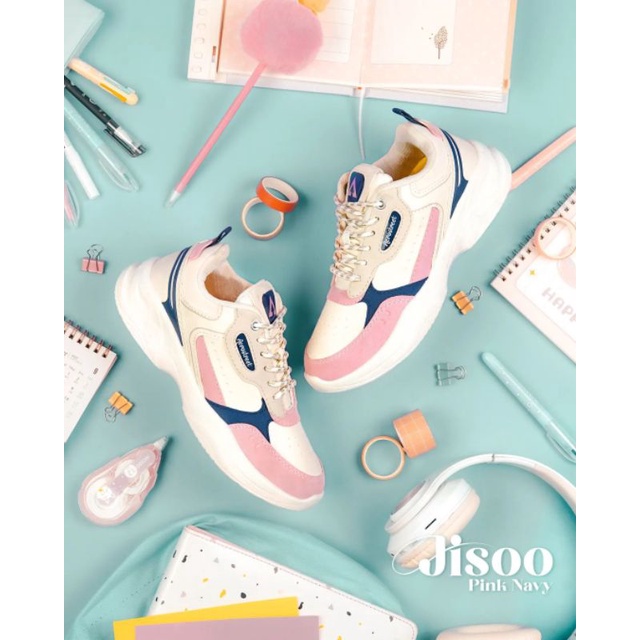 Aerostreet 37-40 jisoo pink navy - Sepatu Sneakers Casual Sport Sekolah cewek Wanita Aero Medan shoes