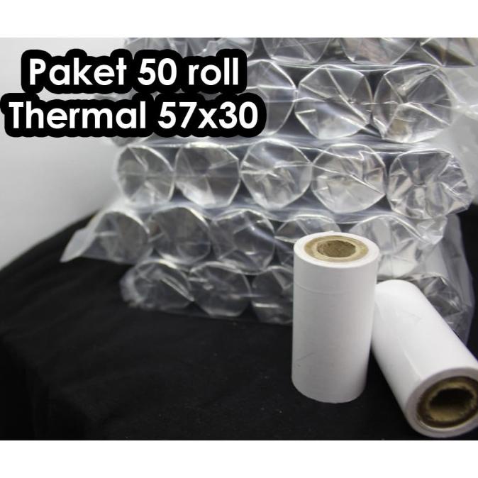 

SALE 50 Roll Kertas Struk Thermal 57x30 EDC Printer Bluetooth Spots
