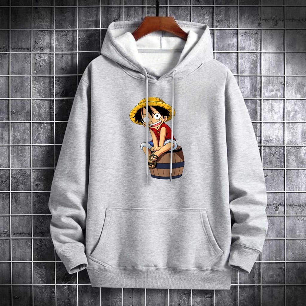 Sweater Jacket Hoodie Toonz Fashion Pria Karakter Anime Luffie Bahan Fleece Tebal