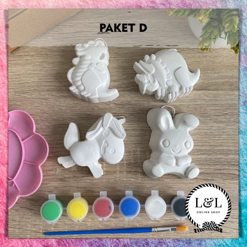 Mainan Anak Laki Laki Perempuan Mainan Edukasi Painting Kit Set Melukis Mewarnai Patung Binatang Hewan Gypsum Prakarya Seni