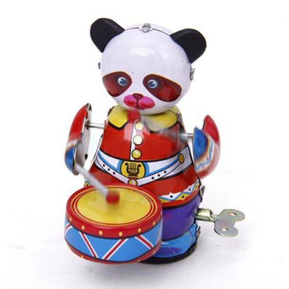 [Elegan] Mainan Angka Koleksi Lucu Drummer Anak-Anak Mengalahkan Drum Bear Metal Robot Panda Koleksi