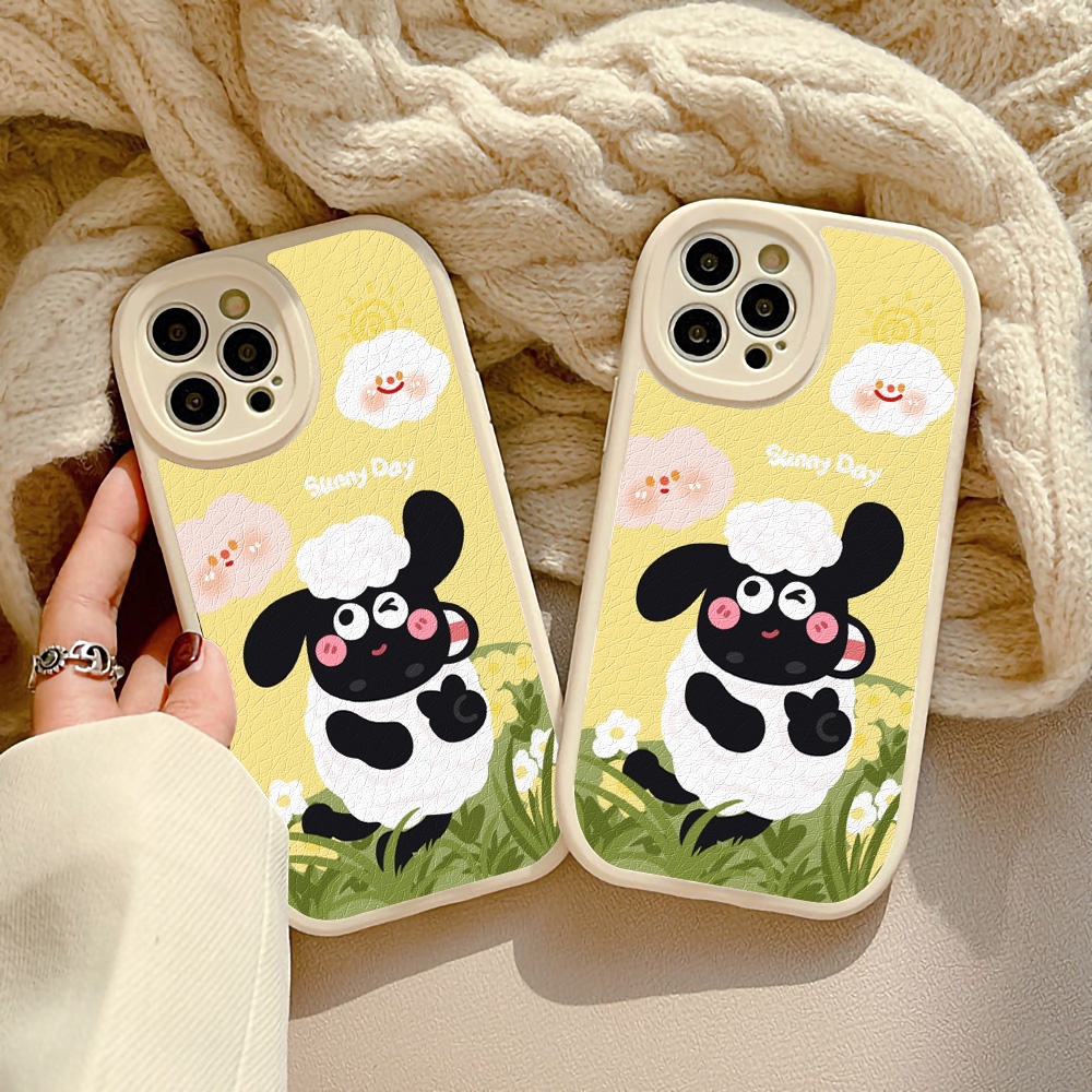 Case Pelindung Lensa Bulat Motif Domba Bahan Silikon Untuk iPhone 11 12 13 14 Pro Max X XS Max XR 7 8 14 Plus SE 2020 2022