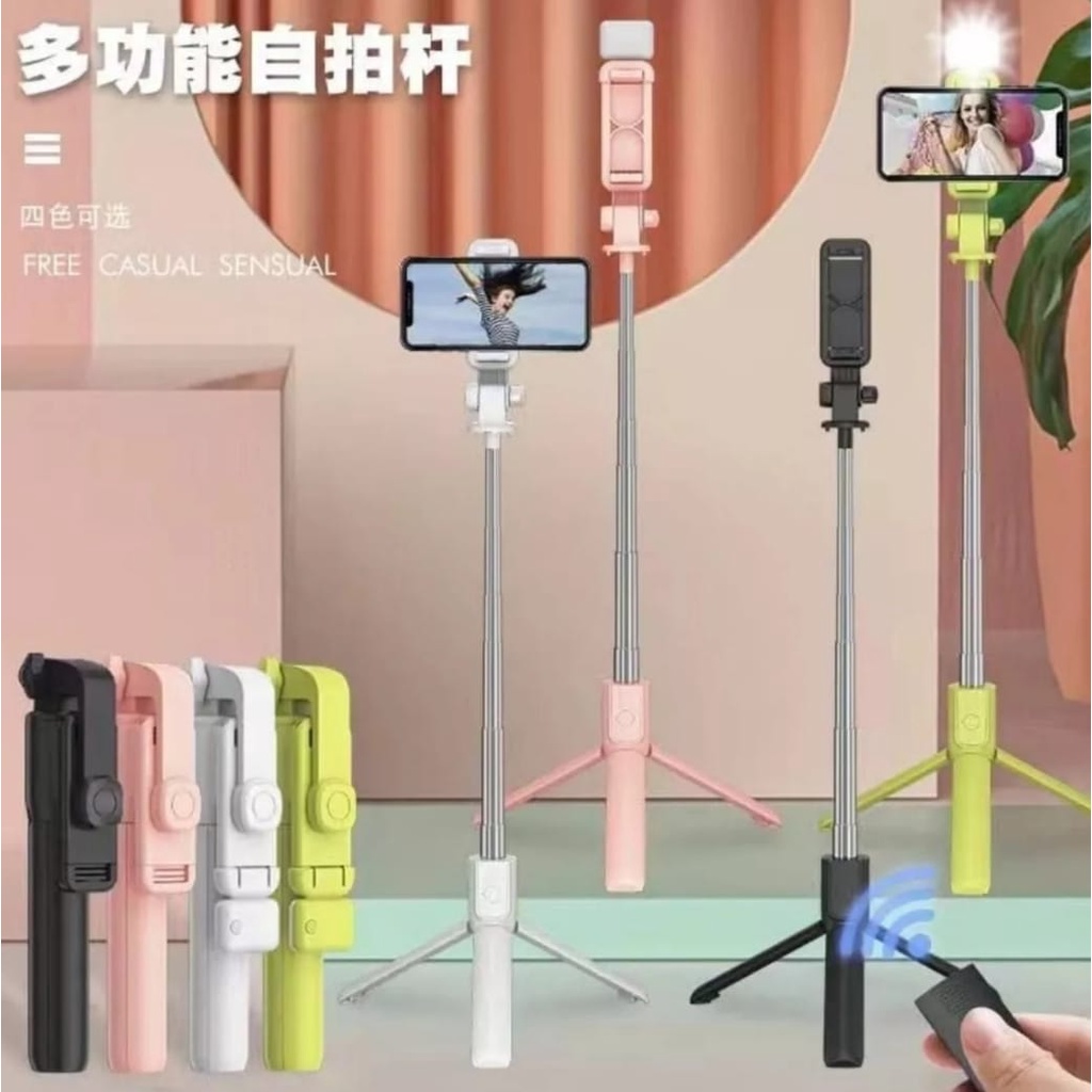 Tripod Tongsis Led Bluetooth S03S Tongsis Selfie Stick Remote Control Super Bright 3IN1 Tongsis Bluetooth LED EDITION SUPER BRIGH