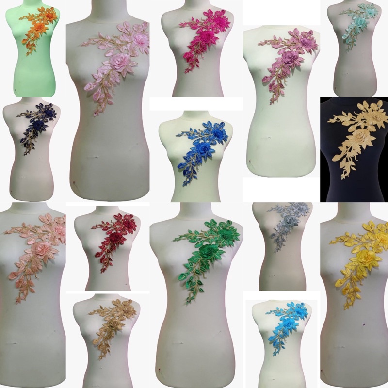 Renda tempel / renda dada bunga bordir kombinasi mas