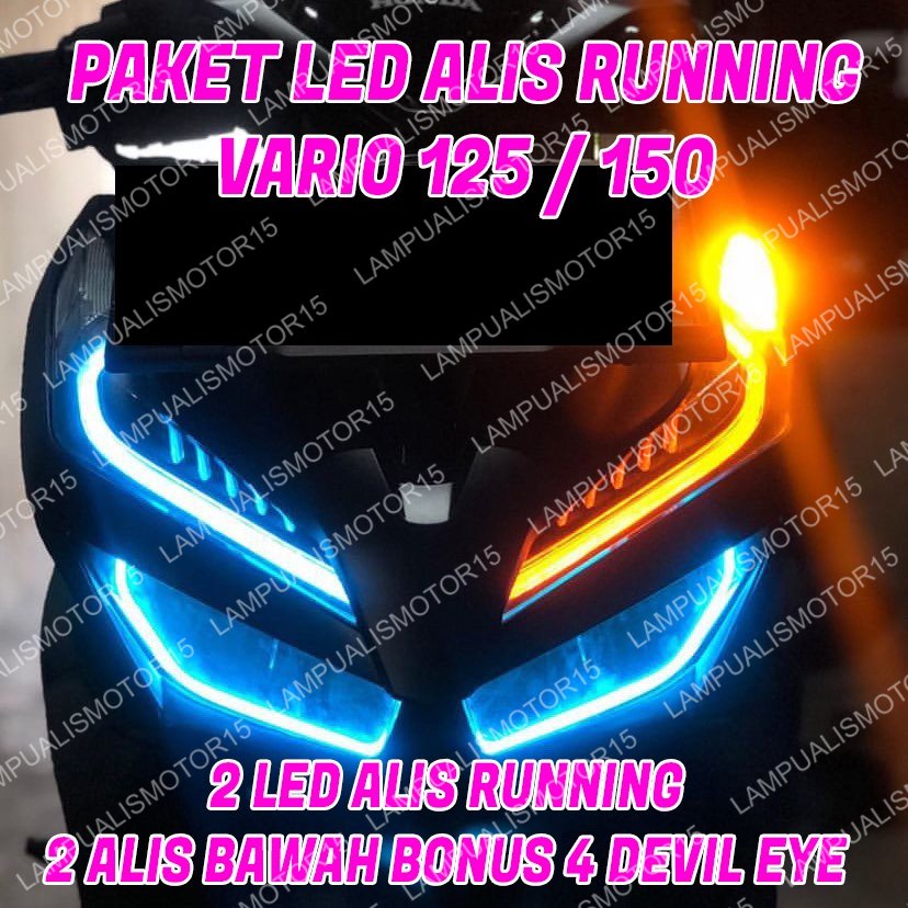 lampu alis running vario 125 150 bonus devil eye NEW LAMPU LED DEPAN SENJA LIS VARIASI VARIO 125 150